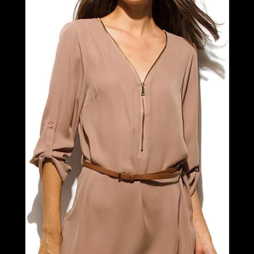 Timing Three Quarter Sleeve Mini Shirt Dress